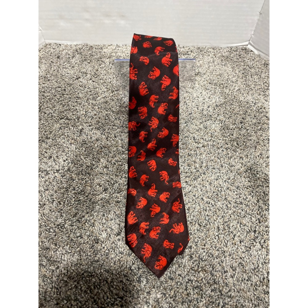 Necktie Unbranded Mens Black Red Good Elephant Thai Silk OS